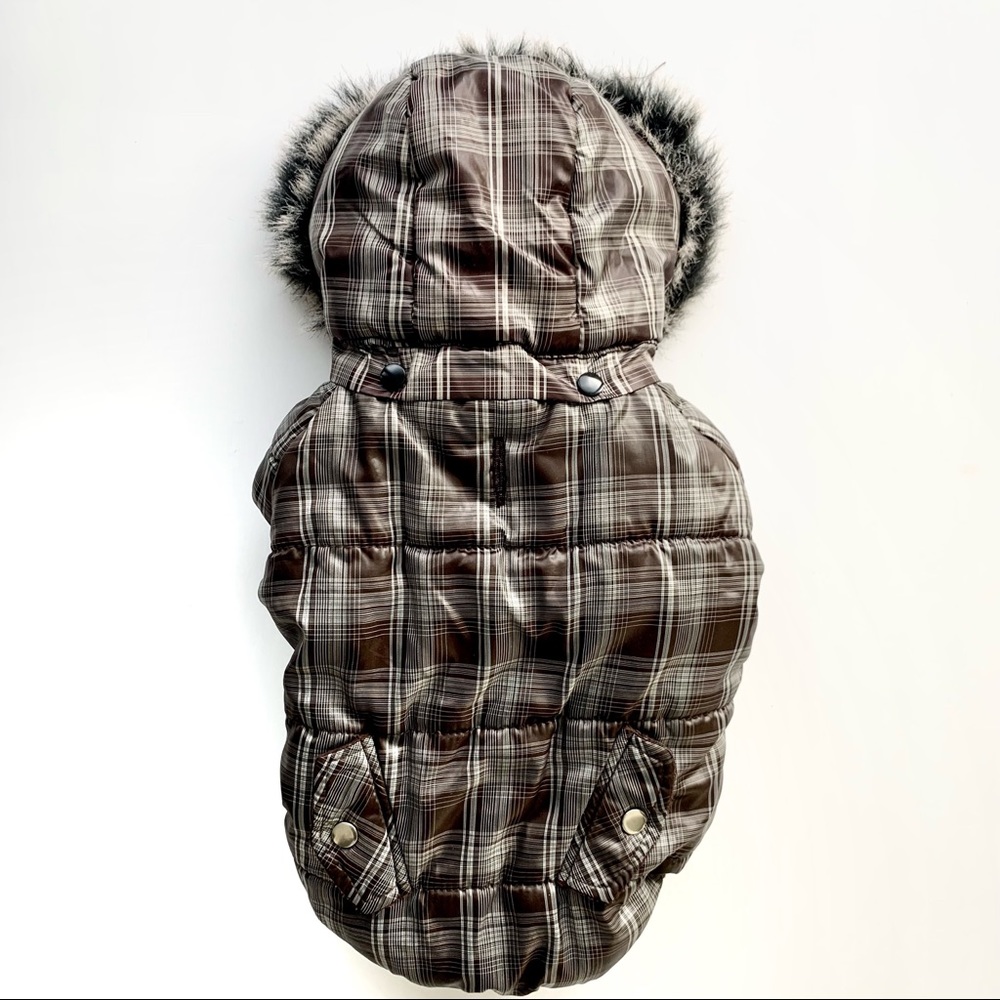 | pup plaid fur-lined parka |